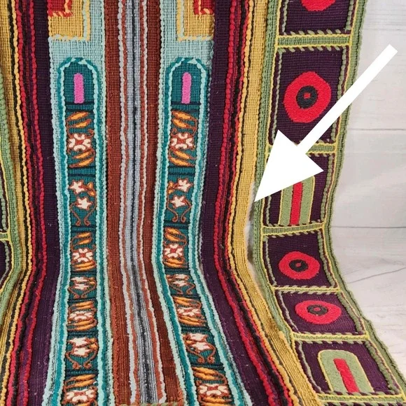Wall Hanging Multicolor Woven Textile Bell Detail Bohemian